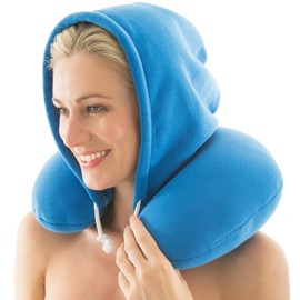 CelinaTex Nuca Neck Pillow with Hood 32 x 31 cm Blue Micropearls Neck Pillow Travel Pillow Support Function