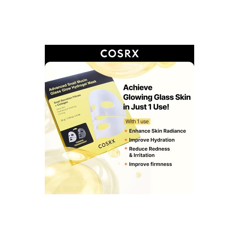COSRX [COSRX]Advanced Snail Mucin Glass Glow Hydrogel Mask (3ea)