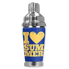 Mugzie brand 16-Ounce Cocktail Shaker with Insulated Wetsuit Cover - I Love Summer