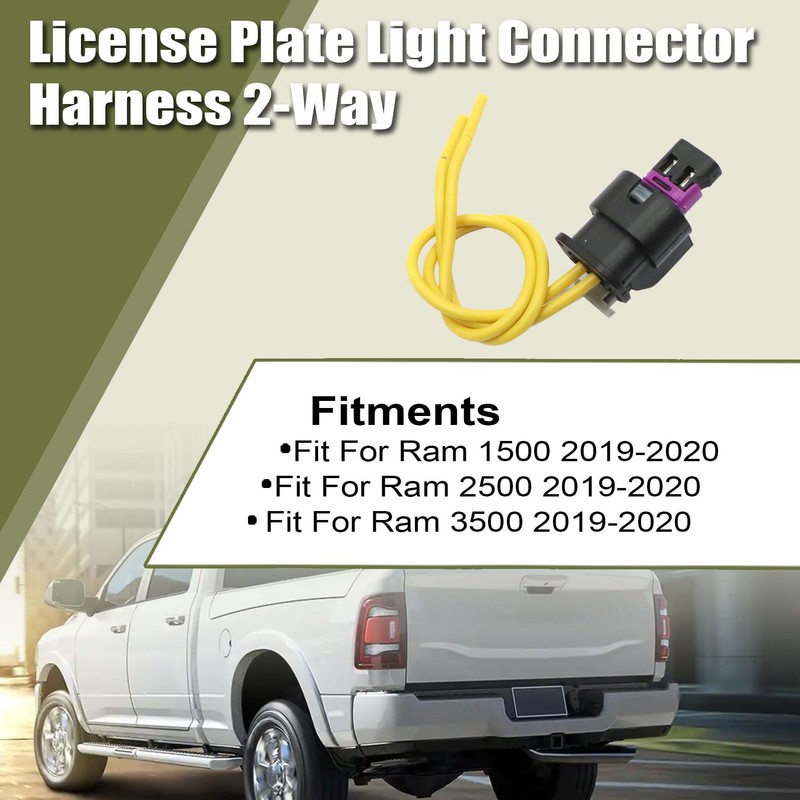 Priprilod License Plate Light Connector Harness 2-Way Compatible with Ram