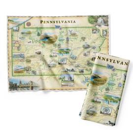 Xplorer Maps Pennsylvania State Map Decorative Flour Sack Kitchen Tea Towel - 100% Cotton - 18" x 24"