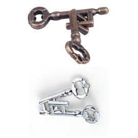 GINFH Brain Teaser Puzzle 3D Unlock Interlocking Puzzle Metal Hole Lock Adult Educational Toy Puzzle IQ Puzzle (Gold Silver Key)