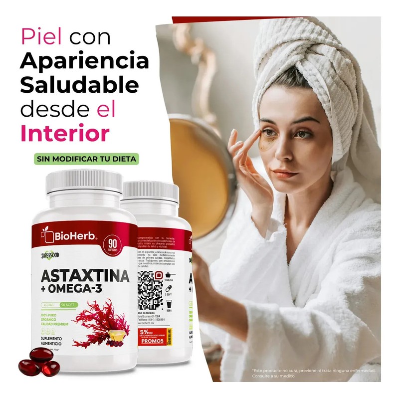 BioHerb Astaxantina 12mg Omega 3 EPA y DHA Fórmula Premium