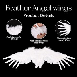 Angel Wings Costume Accessories - Realistic Feather Wings for Adults, Lightweight Fairy Wings for Cosplay, Photography (White, 2.95ft)