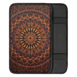 DBBXHZJY Orange Mandala Auto Interior Decor Armrest Cover Pad,Neoprene Soft Car Center Console Armrest Cushion Cover,Universal Fit Most Vehicle Truck Cars