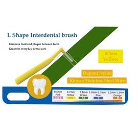 IVORIE L-Shaped Angle Interdental Brushes – Deep Clean Between Teeth, Reusable & Gentle (0.7mm - Yellow)