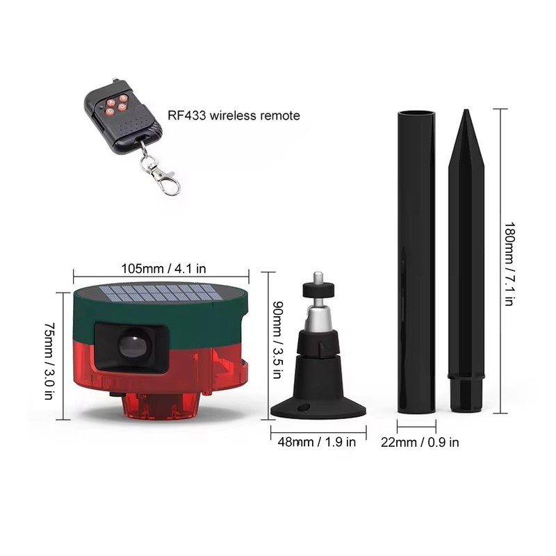 Solar Outdoor Motion Sensor Alarm IP55 Waterproof 129dB Siren 360