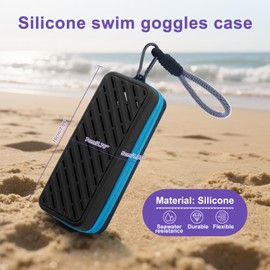 Shelinc Swim Goggle Case with Drain Holes,Silicone Swimming Goggle Organizer,Protective Goggle Case with Lanyard (Black)