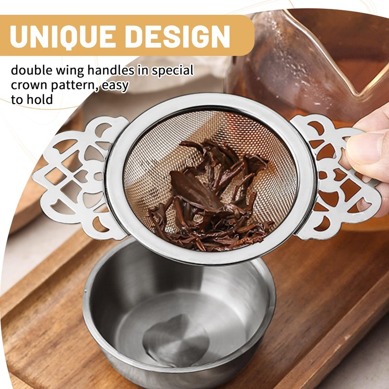2 Pack Small Fine Mesh Tea Strainers with Bowl, Stainless