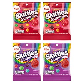 SKITTLES Gummy Candy Original and Wild Berry 5.8oz Bag Bundle - Includes 4 Bags - 23.2 Total Oz