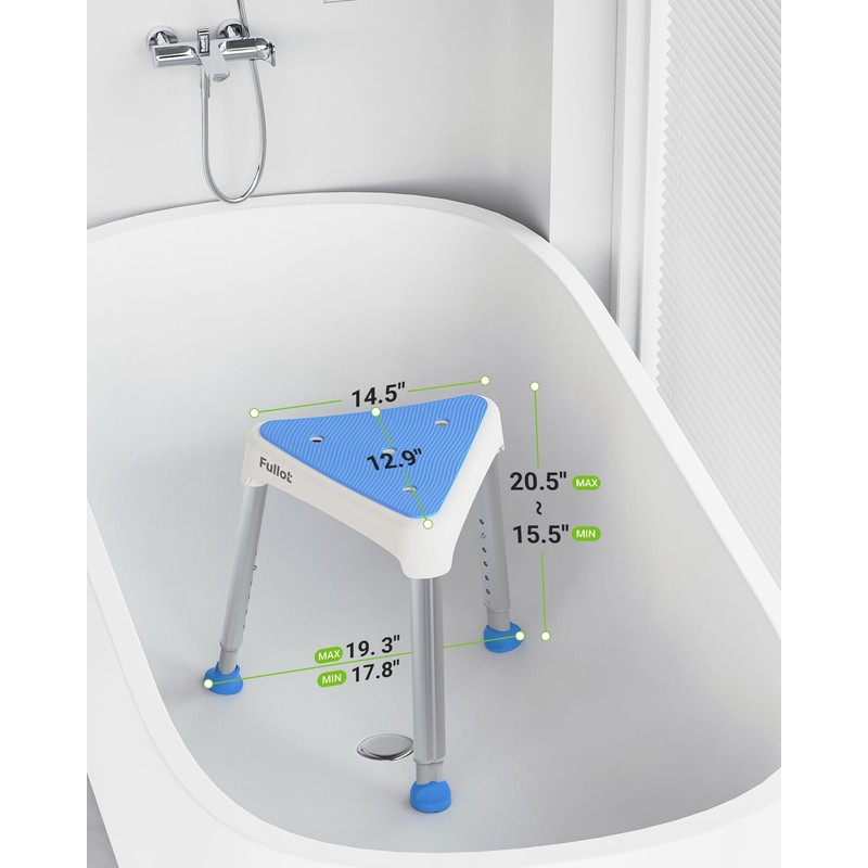 Space-Saving Triangular Shower Chair for Elderly and Disabled, 400 lbs