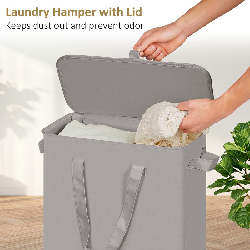 efluky Slim Laundry Basket with Lid, Narrow Laundry Hamper with