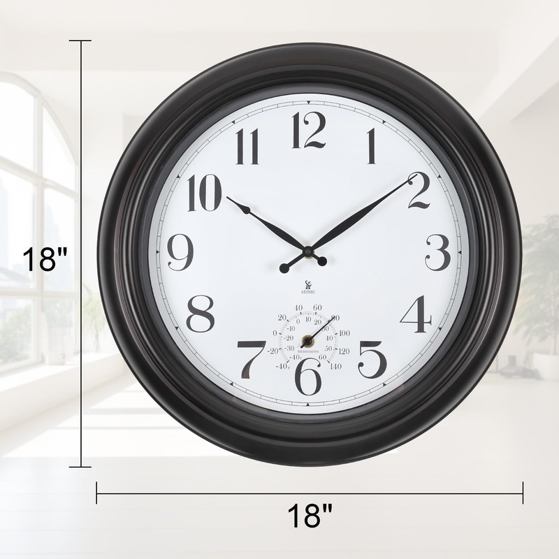 Aurowit Atomic Outdoor Wall Clock 18 Inch Sealed Outdoor Waterproof