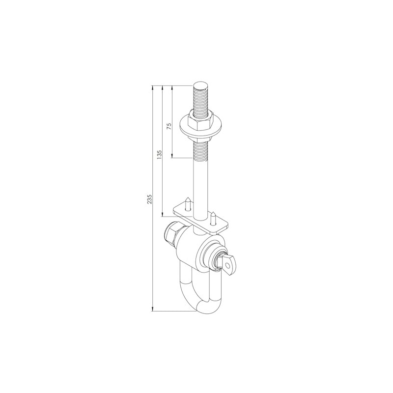 Swing Hook D M12 225 mm Maximum Load 120 kg