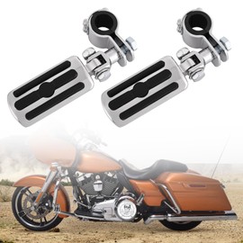 Motorcycle Highway Pegs, Crash Bar Highway Foot Pegs Footrest For Harley Touring Electra Street Glide Road King Sportster Kawasaki 1"(25mm), 1 1/4" (32mm), 1 1/3" (34mm) Engine Guard (Chrome 1)