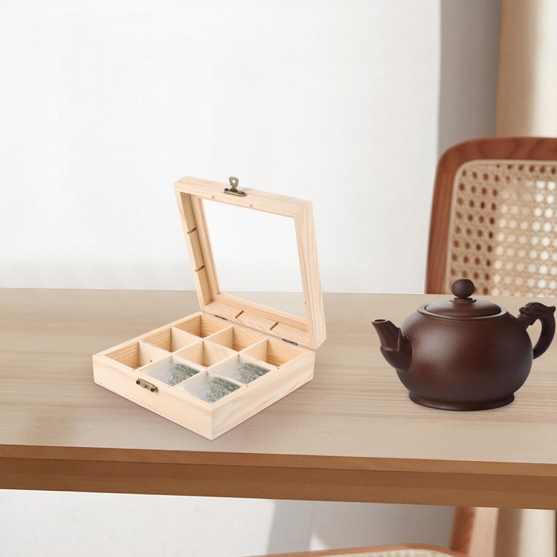 Luxshiny Tea Box Organizer Storage Box - Wooden Tea Bag