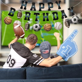 Sports Happy Birthday Banner Sports Party Decorations Basketball Football Baseball Soccer Birthday Bunting Garland for Kids Boys Teens Birthday Party Decorations Carnival Party Decorations Supplies
