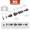 AOHUA IP68 Waterproof Connector (5-Pack), M16 2-Pin Industrial/Aviation Connector, (300V/10A)