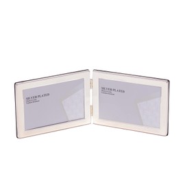6 x 4-inch Silver Flat Edge DOUBLE LANDSCAPE Photo Frames - Velveteen Backing - Tarnish Resistant (6 x 4-inch)