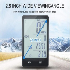 Lurowo Bicycle Speedometer with LCD Display Wireless MTB Bike Cycle Computer Odometer Rainproof Cycling Speed Power Meter Temperature Measurable Stopwatch Waterproof,3.15X2.1X0.73'',Blue Display