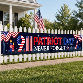 Inisajace 911 Patriot Day Decorations, Patriot Day We Will Never Forget Yard Banner Decor, Patriotic Large Yard Sign Supplies for Home Office Indoor Outdoor, 9.8x1.6 Ft