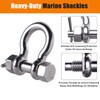 Riayer 3/8" Bow Shackle (Pin 3/8", Jaw 1/2") 2-Pack, 316