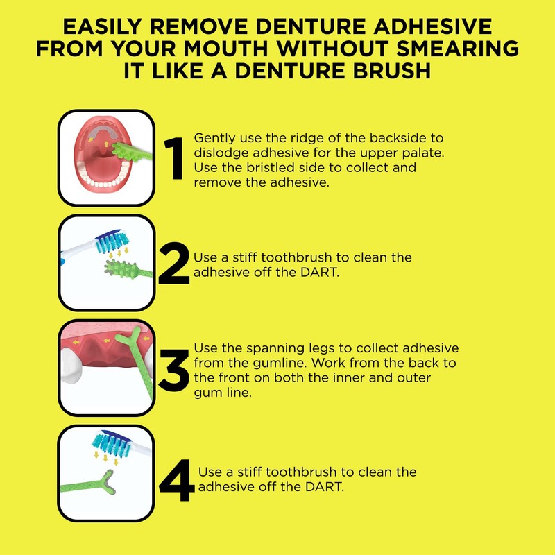 Denture Dart V3 Hard Plastic Denture Brush - Denture Gel