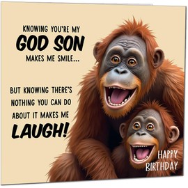 Funny Birthday Card for God Son Nothing You Can Do About It Monkey Hilarious Birthday Card from Godparent