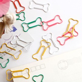 TOYANDONA Pack of 60 Bone Shaped Paper Clips with Clear Box Funny Paper Clips Bookmark Planner Clips Office School Supplies