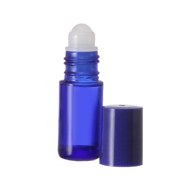 Blue Glass 30ml.(1oz.) Roll on Perfume Bottle. Perfect for Essential