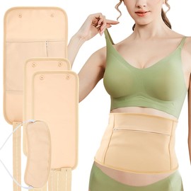 4 Pcs Castor Oil Pack Wrap, Castor Waist Neck Oil Pack Set, Organic Castor Oil Pack, Organic Cotton Flannel for Castor Oil Packs, Castor Oil Pack Kit for Waist and Neck, Khaki (A)