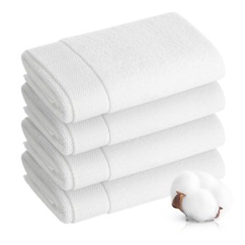 Hand Towel - 100% Cotton White Towels for Bathroom and Gym,Dorm Room Essentials,Soft Hand Towels Set of 4