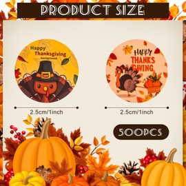 500pcs Fall Round Stickers, Round Envelope Seal Stickers Thanksgiving Party Supplies Happy Thanksgiving Round Stickers for Sealing Decorations Supplies