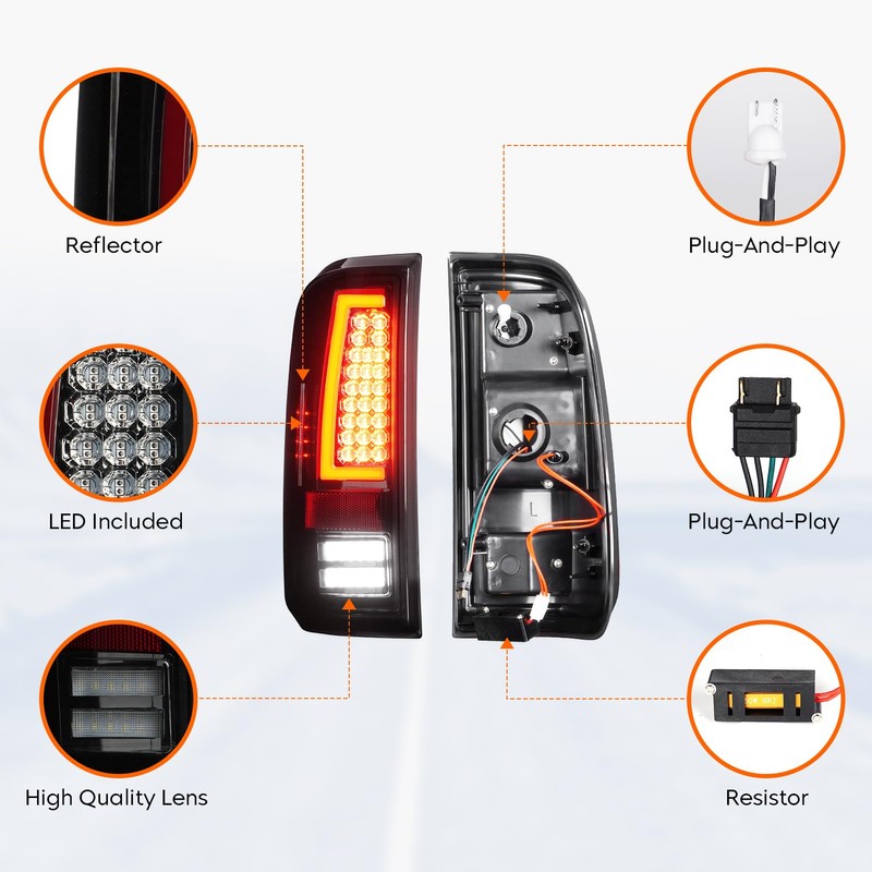 LED Tail Lights + 3rd Third Brake Cargo Lamp for