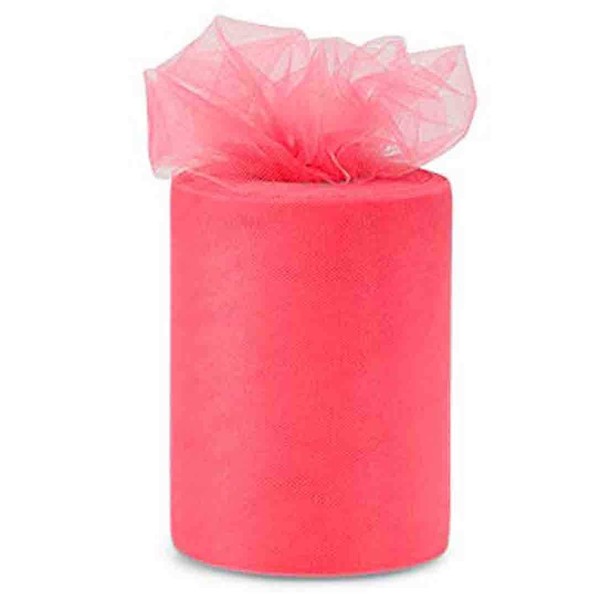 Coral Tulle Wedding Reception Decor - 6" x 100 Yards, Fabric Netting Ribbon, Valentine's Day Christmas, Wreath, Garland, Swag, Veil, Streamers, Gift Wrapping, Bows, Easter
