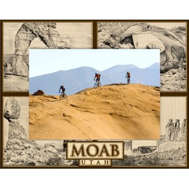 Saddle Mountain Souvenir Moab Utah Quad Laser Engraved Wood Picture Frame Landscape (8 x 10)