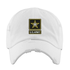 US Army Hat Embroidered Vintage Dad Hat Adjustable U.S Soldier Embroidery Service Cap (White)