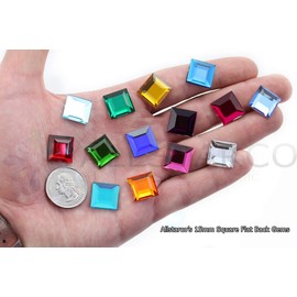 Flat Back Square Acrylic Rhinestones 15mm Plastic Gems Costume Jewels Embelishments for Jewelry Making - 30 Pieces (Crystal Clear H102)