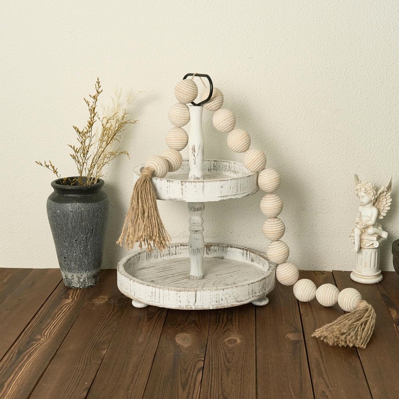 50" Long Ribbed Extra Large Wood Bead Garland with 2"