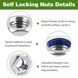 Jeboler M4 Nuts Pack of 25 Self-Locking Nuts A2 V2A 304 Stainless Steel Lock Nuts DIN 985 with Nylon Inserts for Connecting and Attaching Various Components
