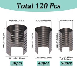 SUNNYCLUE 120Pcs 3 Sizes Fold Over Cord End Clamp Crimp Ends Black Metal Iron Antique Foldable Column Opening Crimps Leather Rope Tips Fastener Clips for Lanyard Tassel DIY Crafting Jewelry Making