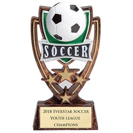 SHOP AWARDS AND GIFTS Customizable 6 Inch Gold Antique Resin Star Soccer Trophy, Includes Personalization