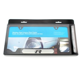 Genuine Volkswagen R-Line License Plate Frame - Stainless Steel with Black Finish