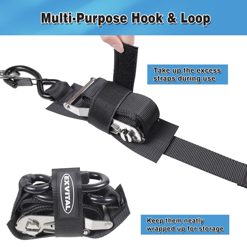 Boat tie Down Straps to Trailer 1.5"×4' transom Straps with