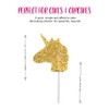 Gold Glitter Unicorn Cupcake Toppers