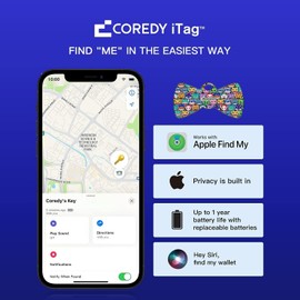 Coredy Bluetooth Tracker Tag, Works with Apple Find My (iOS Only), Key Finder and Item Locator with Electronics Light Indicator, Global Signal Source GPS Finders for Luggage, Travel Essentials (HW03)