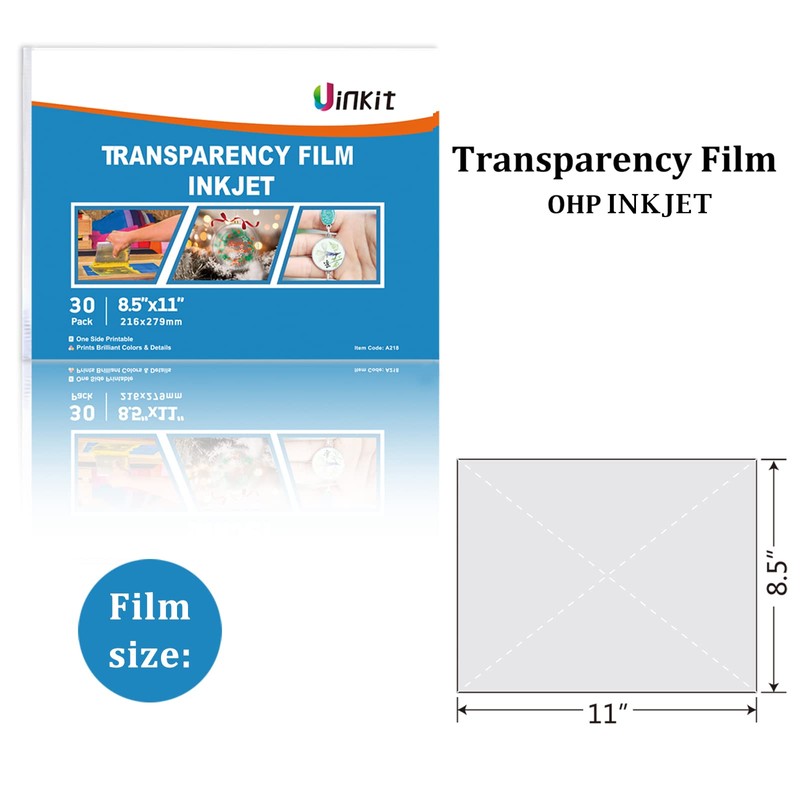 Uinkit 30 Sheets Pintable Transparency Film Acetate Clear Sheets for