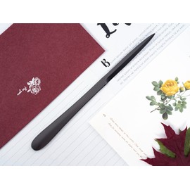 MUSROD 9" Black Metal Letter Opener with Minimalist Design, Safe Double Edge Blades, Anti-Fingerprint Long Handle, Mail Opener Paper Knife Tool Envelope Opener