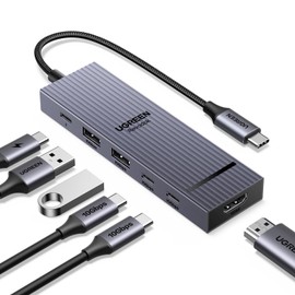 UGREEN UGREEN Revodok Pro USB-C Hub 6 in 1 10Gbps USB C 3.2 & USB-A 3.2 4K 60Hz HDMI, 100W Power Delivery for MacBook Pro/Air, iPad Pro, Thinkpad Rog Ally and More.