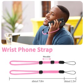 CACOE Phone Lanyard 2 Pcs-1 Pcs Adjustable Neck Strap,1 Pcs Wrist Strap,2 Pads,Universal Crossbody Multifuctional Cell Phone Lanyards Compatible with Most Smartphones(Light Pink)